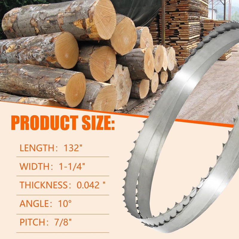 phabcf 132" Sawmill Bandsaw Blades 5-Pack Compatible with Wood-Mizer, Bandsaw Blades Compatible with Woodland, Harbor Freight, Frontier, Timbery,TMG Industrial Mills, 10°All-Purpose Sawing - Image 2